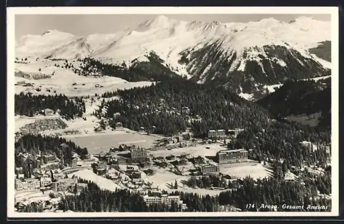 AK Arosa, Gesamtansicht im Winter aus der Vogelschau