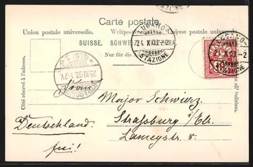 AK Lugano, Totalansicht mit Turm