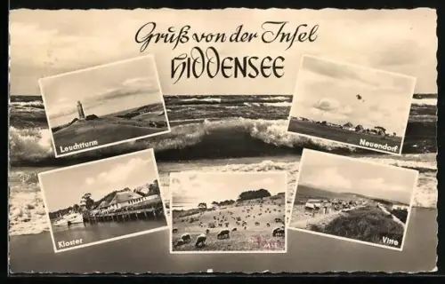 AK Neuendorf /Hiddensee, Leuchtturm, Neuendorf, Kloster, Vitte