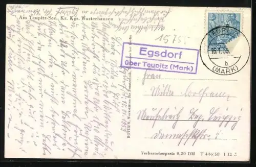 AK Teupitz-See /Kgs. Wusterhausen, Segelboot, Uferansicht, Bootshaus