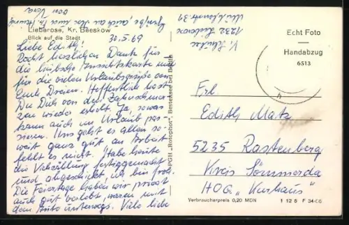 AK Lieberose /Beeskow, Totalansicht mit Kirche