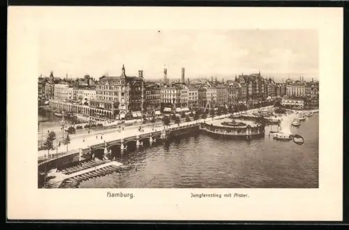 AK Hamburg-Neustadt, Jungfernstieg mit Alster