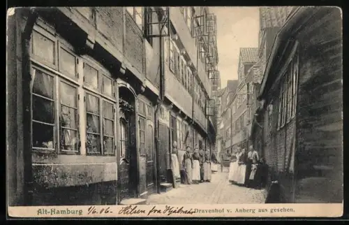 AK Hamburg, Alt-Hamburg, Druvenhof von Anberg aus gesehen