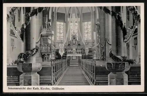AK Göllheim, Innenansicht der Kath. Kirche