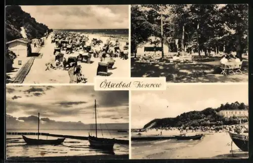 AK Koserow, Strand, Kurpark, Fischerboote