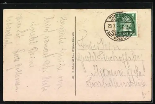 AK Zinnowitz, Ortsansicht mit Villen und Turmgebäude, Hotel Strand-Schloss