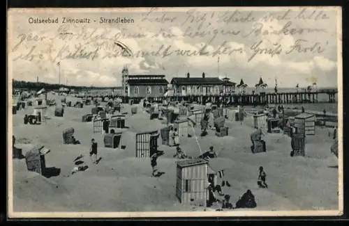AK Zinnowitz, Strandleben, Seebrücke