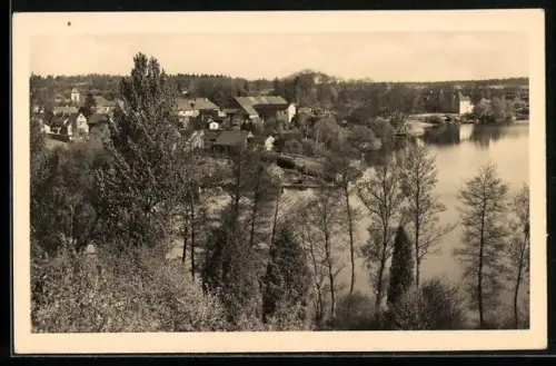 AK Flecken Zechlin über Rheinsberg, Ortsansicht mit See