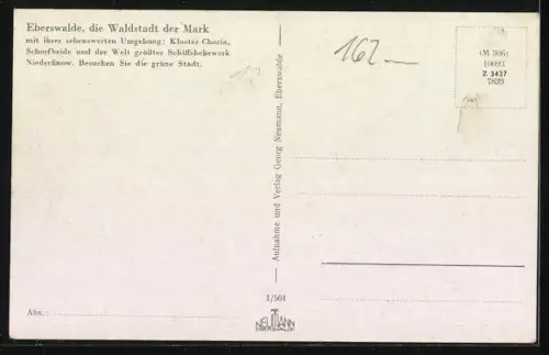 AK Eberswalde, Blick vom Drachenkopf auf die Stadt