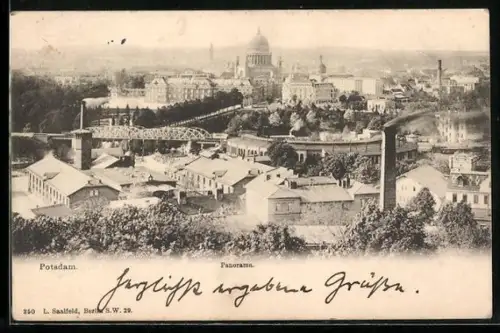 AK Potsdam, Stadtpanorama aus der Vogelschau