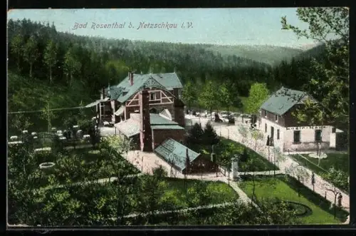 AK Bad Rosenthal b. Netzschkau, Kurhaus und Umgebung