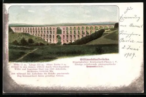 AK Netzschkau, Göltzschtalbrücke Gesamtansicht