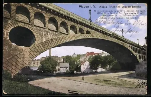 AK Plauen i. V., König Friedrich August-Brücke