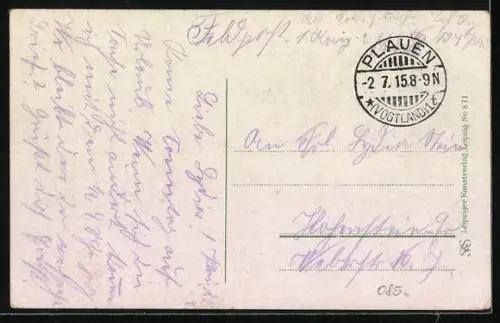 AK Plauen i. V., König-Friedrich-August-Brücke, Blick nach dem Bärenstein