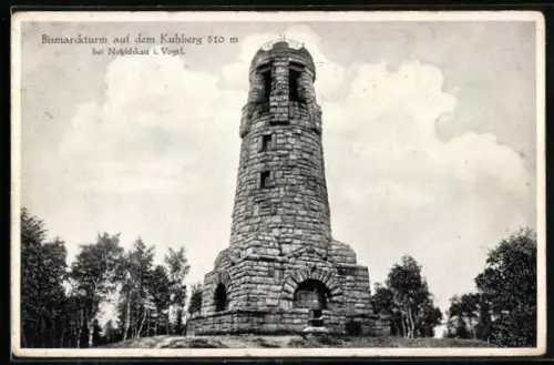 AK Netzschkau i. Vogtl., Bismarckturm auf dem Kuhberg