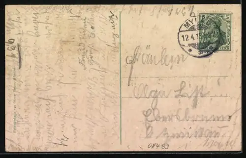 AK Mylau i. V., Ortsansicht mit Viadukt