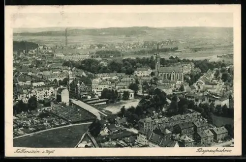 AK Falkenstein i. Vogtl., Ortsansicht vom Flugzeug aus