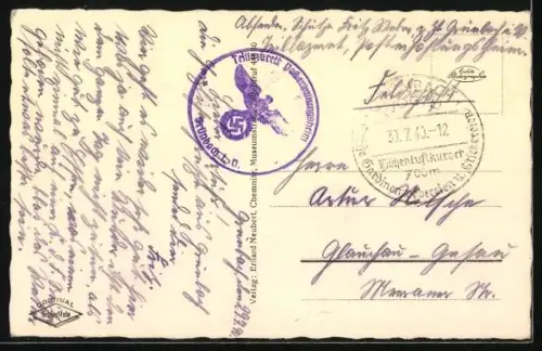 AK Grünbach i. Vogtl., Ortsansicht aus der Vogelschau