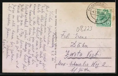 AK Grünbach i. Vgtl., Winterliche Strassenansicht