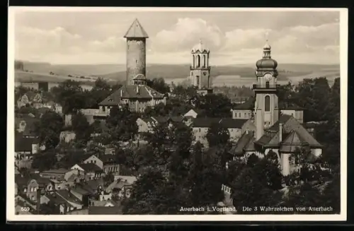 AK Auerbach i. Vogtland, Die 3 Wahrzeichen des Ortes