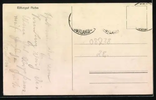 AK Plohn, Rittergut Plohn, Wasserpartie im Ort