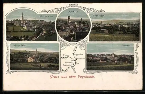 AK Auerbach /Vogtland, Treuen, Lengenfeld, Falkenstein