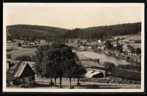 AK Rautenkranz i. V., Ortsansicht mit Wald