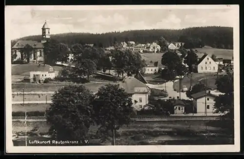 AK Rautenkranz i. V., Ortsansicht mit Kirche