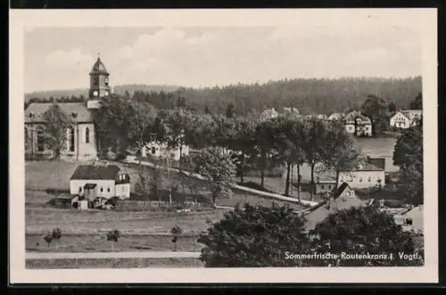 AK Rautenkranz i. Vogtl., Kirche, Ortsansicht