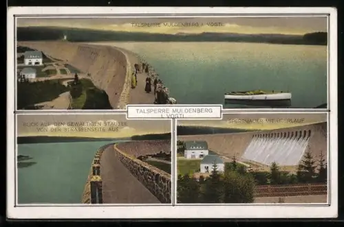 AK Muldenberg i. Vogtl., Talsperre, Blick auf den Stausee von der Strassenseite aus