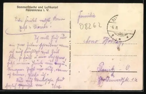 AK Rautenkranz i. Vogtl., Ortsansicht mit Kirche