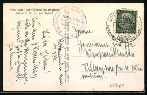 AK Kottenheide bei Schöneck, Ortsansicht aus der Vogelschau