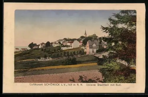 AK Schöneck i. V., Unterer Stadtteil mit Bad