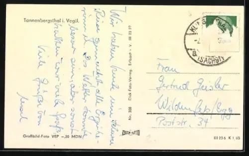 AK Tannenbergsthal i. Vogtl., Ortsansicht mit Kirche