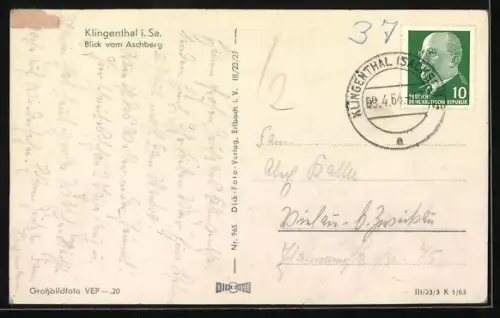 AK Klingenthal i. Sa., Blick vom Aschberg