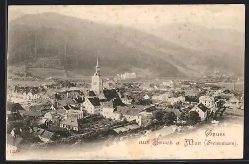 AK Bruck a. Mur, Totalansicht aus der Vogelschau