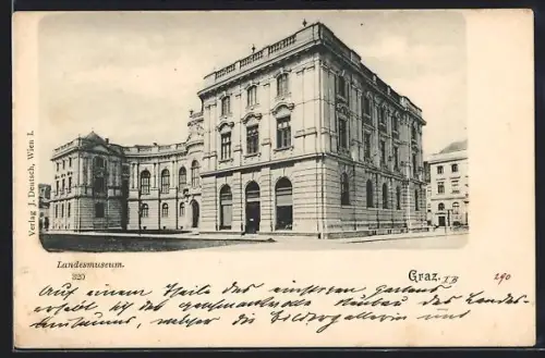AK Graz, Landesmuseum mit Strasse