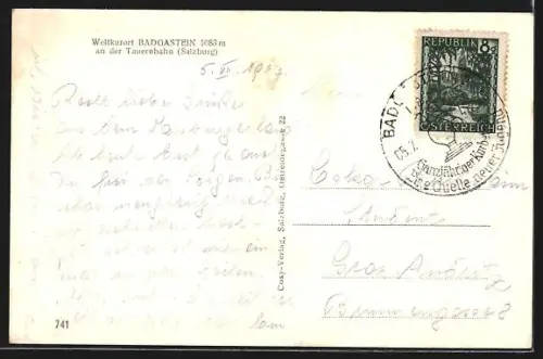 AK Badgastein, Totalansicht aus der Vogelschau