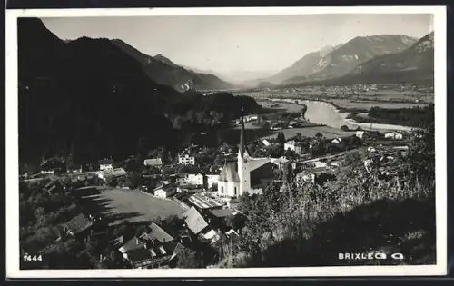 AK Brixlegg, Gesamtansicht mit Flusspartie aus der Vogelschau