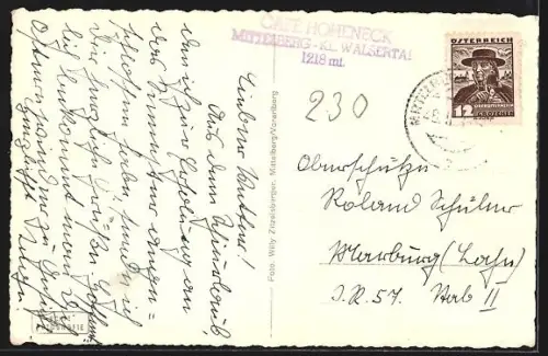 AK Mittelberg /Kleinwalsertal, Ortsansicht mit Schafsalpgruppe im Winter