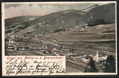 AK Matrei a. d. Brennerbahn, Gesamtansicht aus der Vogelschau