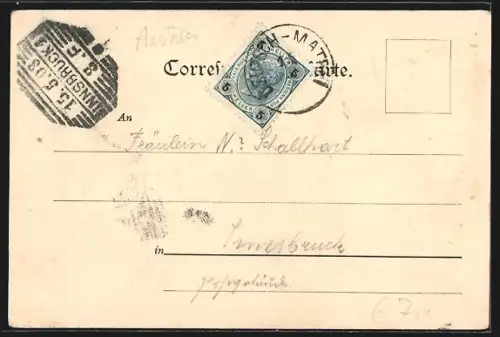 AK Matrei, Ortsansicht mit Kirche u. Brücke aus der Vogelschau