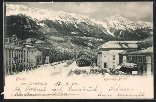 AK Innsbruck, Rennweg-Partie mit Gasthaus