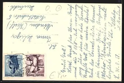 AK Lochen /O. D., Panorama mit Kirche von einer Wiese aus