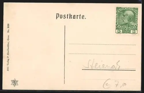 AK Eisenerz, Teilansicht mit Erzberg u. Reichenstein