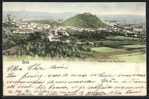AK Graz, Panorama der Stadt vom Rainerkogel aus