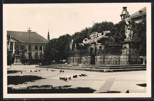 AK Klagenfurt, Lindwurmbrunnen am Neuen Platz