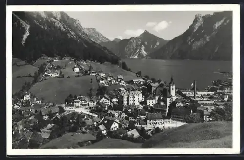AK Ebensee, Gesamtansicht mit Erlakogel aus der Vogelschau