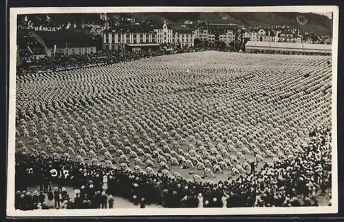 AK Luzern, Turnfest 1928, Turner auf dem Feld