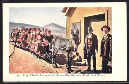 AK Cripple Creek, CO, Party of Tourists Starting into the Bonanza King Gold Mine